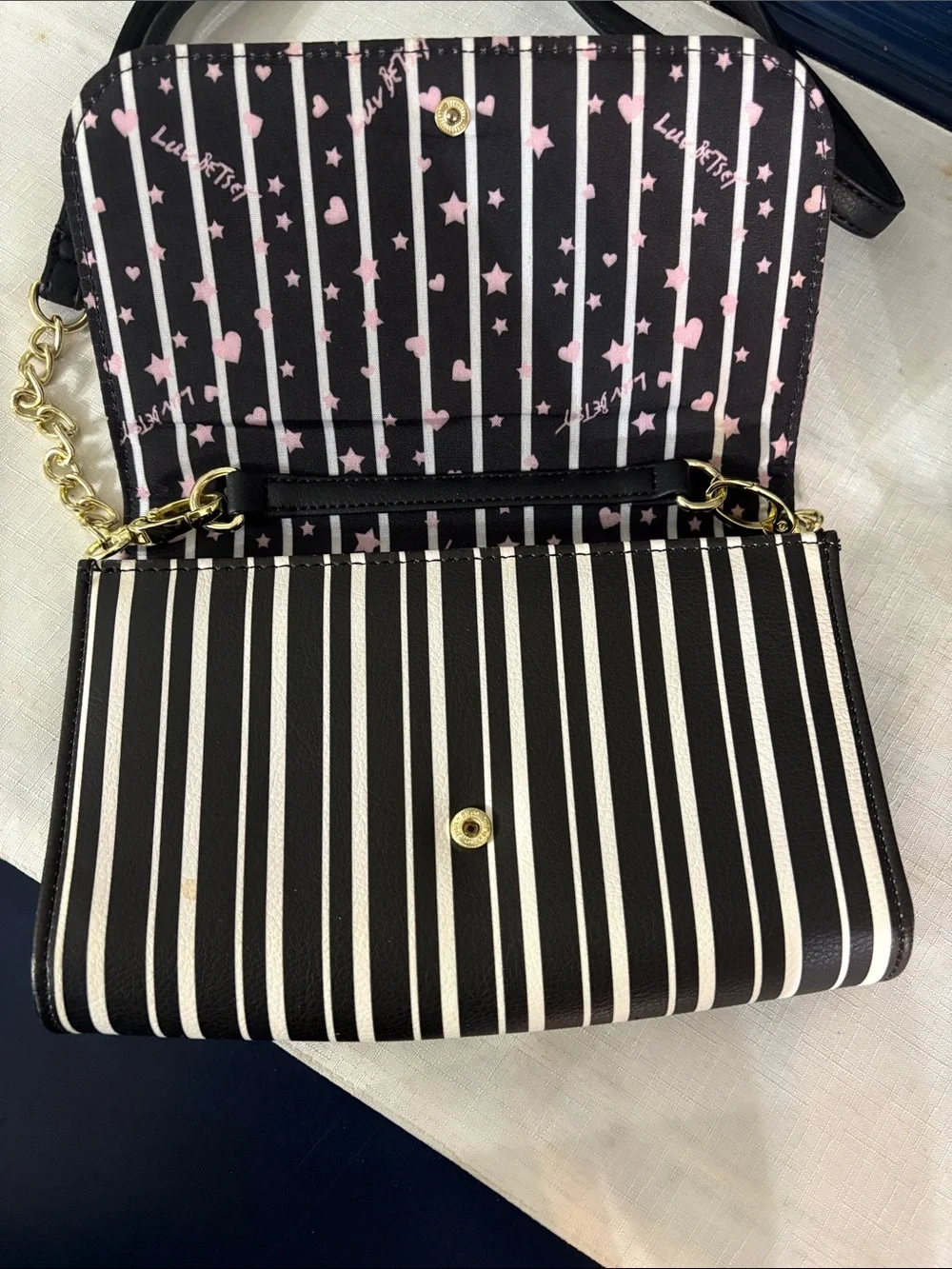 LUV Betsey by Betsey Johnson quilted heart flap crossbody bag NWOT